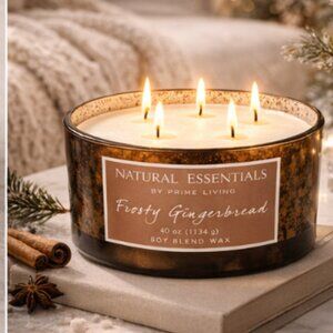 NWT 40 oz Jumbo Mercury Glass Frosty Gingerbread Soy Candle